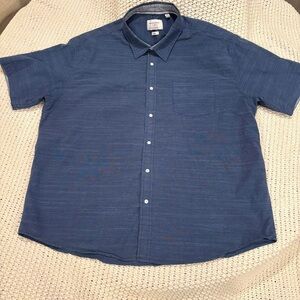 PD&C Men’s Blue Chambray Short Sleeve Button-Up, Single Pocket Front; Size 3X